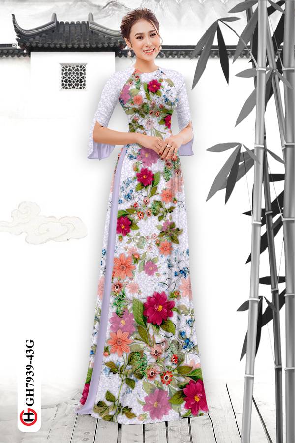 Vải Áo Dài Hoa In 3D mới ra AD GH7939 41 Vải Áo Dài Hoa In 3D mới ra AD GH7939