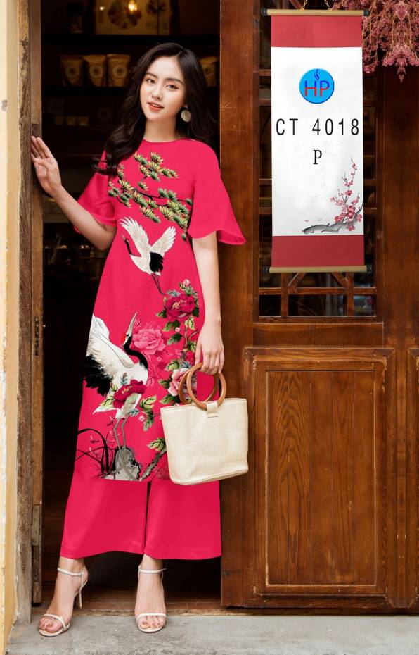 Vải Áo Dài Chim Hạc mới ra AD CT4018