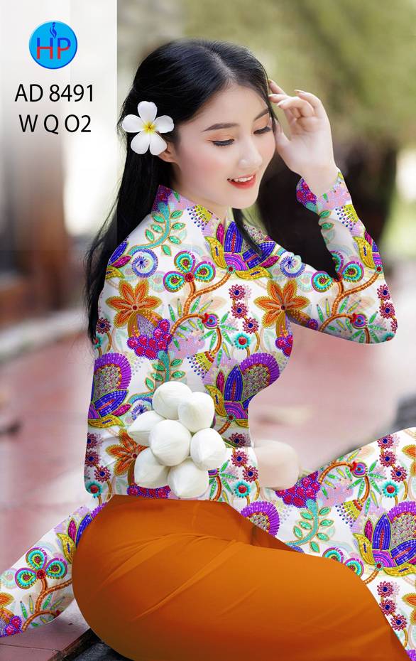 Vải Áo Dài Hoa Đều kiểu mới AD 8491