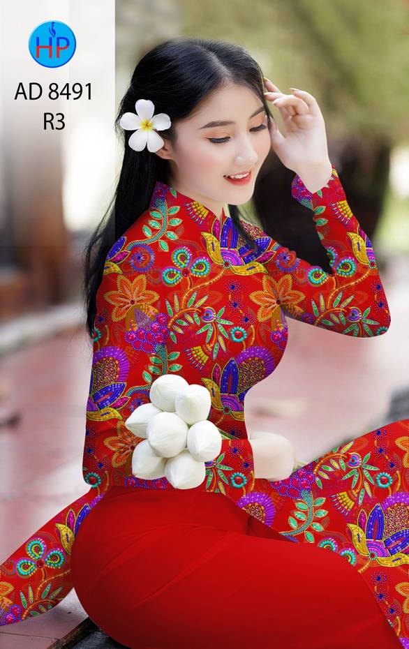 Vải Áo Dài Hoa Đều kiểu mới AD 8491