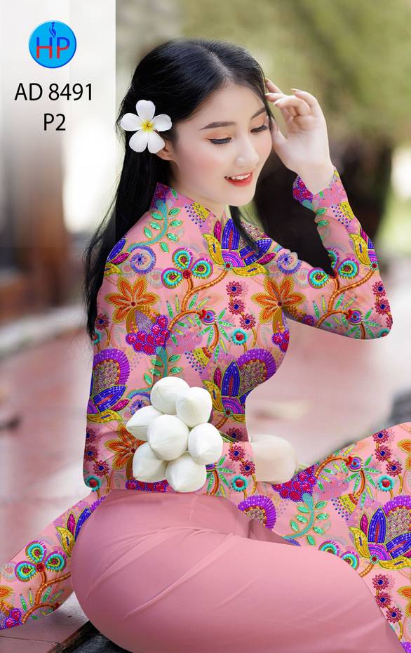 Vải Áo Dài Hoa Đều kiểu mới AD 8491