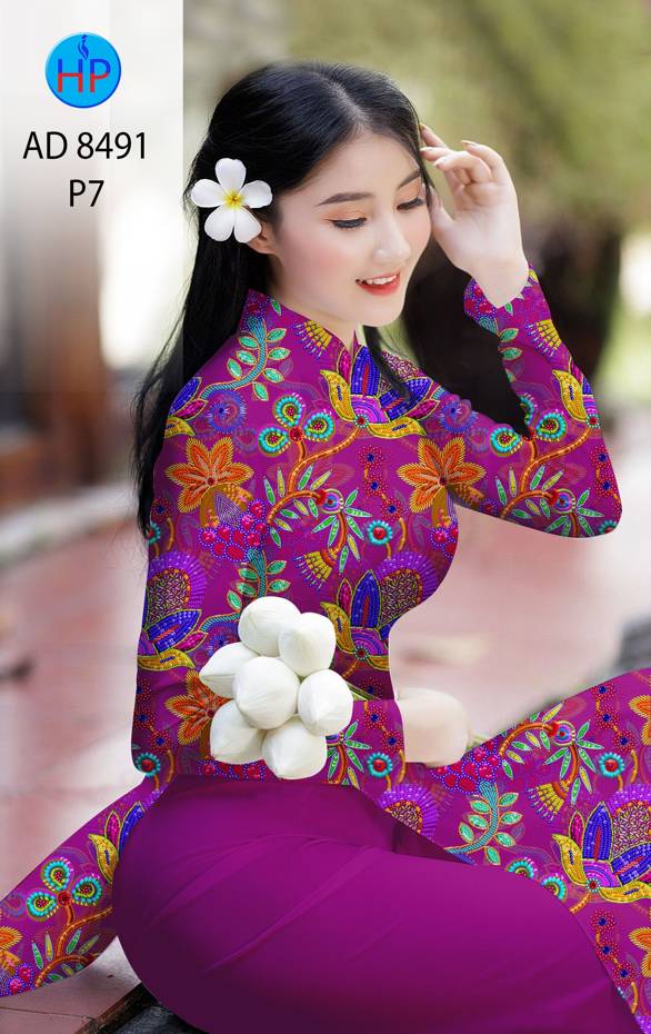 Vải Áo Dài Hoa Đều kiểu mới AD 8491