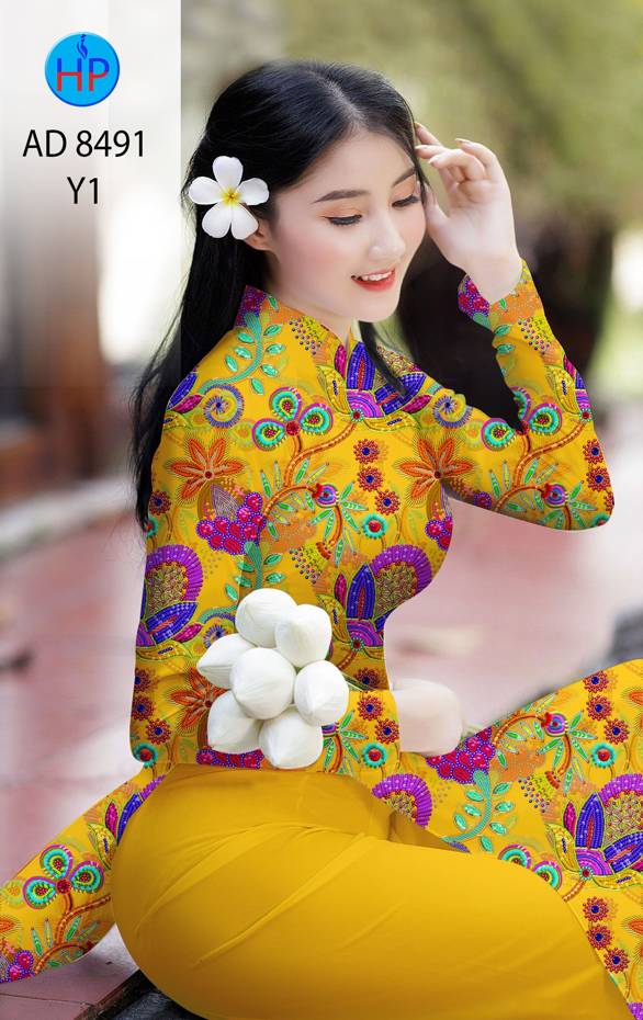 Vải Áo Dài Hoa Đều kiểu mới AD 8491