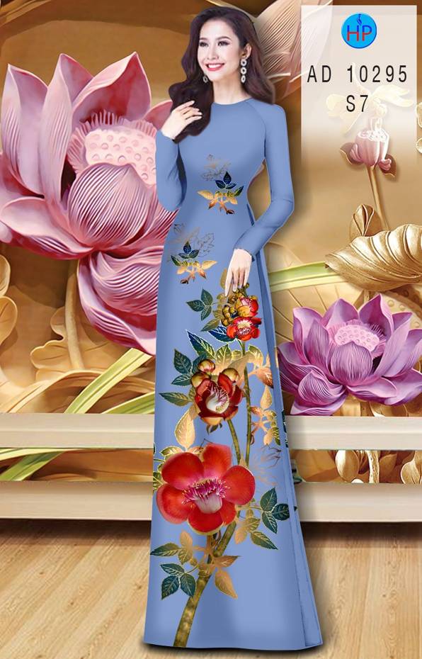 Vải Áo Dài Hoa In 3D mới ra AD 10295 25 Vải Áo Dài Hoa In 3D mới ra AD 10295