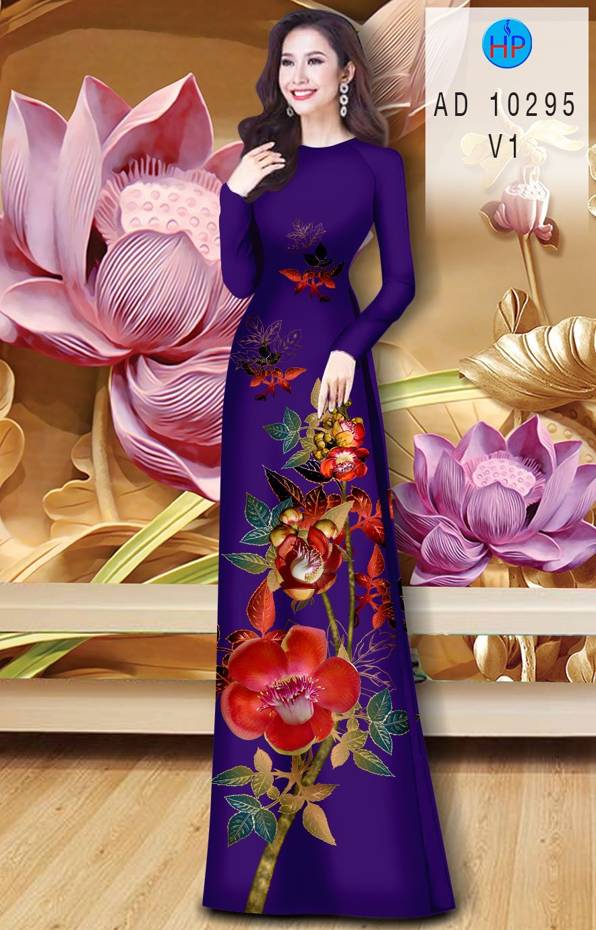 Vải Áo Dài Hoa In 3D mới ra AD 10295 28 Vải Áo Dài Hoa In 3D mới ra AD 10295