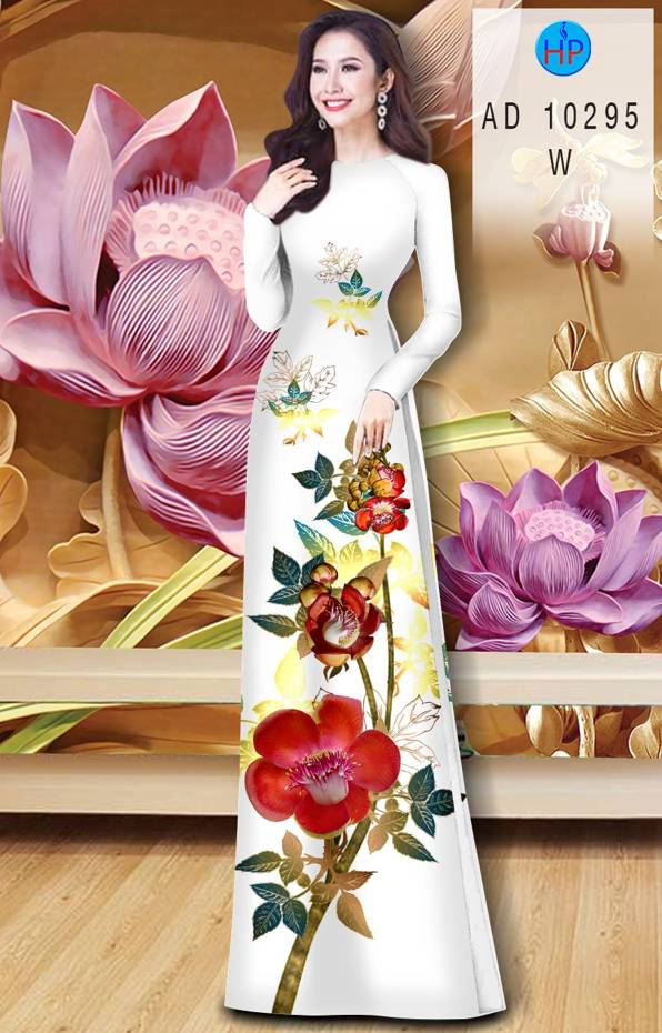 Vải Áo Dài Hoa In 3D mới ra AD 10295 30 Vải Áo Dài Hoa In 3D mới ra AD 10295
