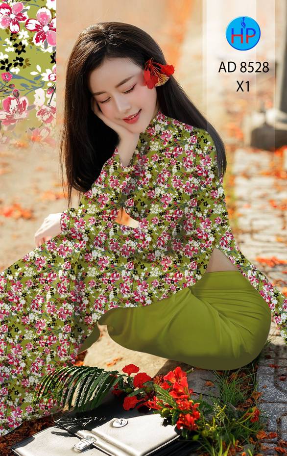 Vải Áo Dài Hoa Đều kiểu mới AD 8528 45 Vải Áo Dài Hoa Đều kiểu mới AD 8528