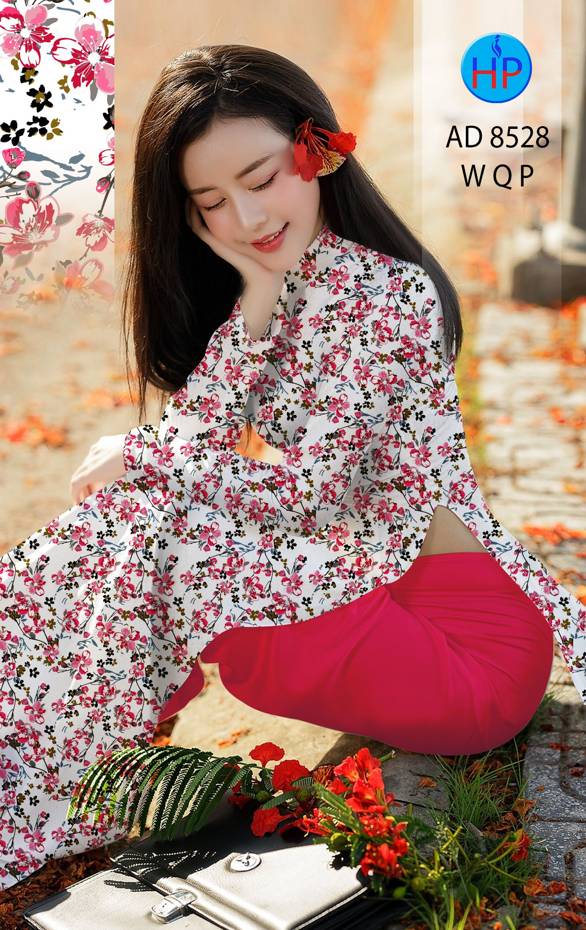 Vải Áo Dài Hoa Đều kiểu mới AD 8528 48 Vải Áo Dài Hoa Đều kiểu mới AD 8528