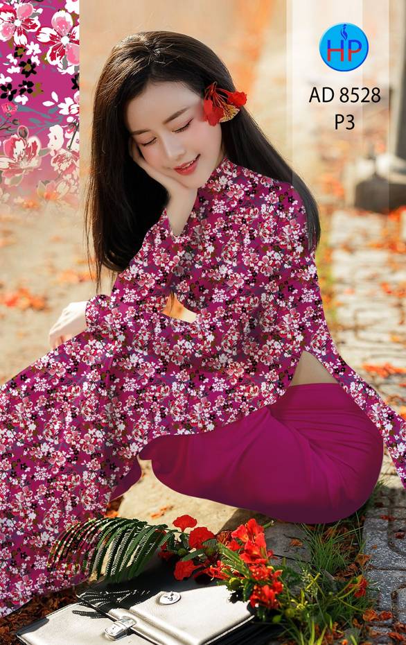 Vải Áo Dài Hoa Đều kiểu mới AD 8528 51 Vải Áo Dài Hoa Đều kiểu mới AD 8528