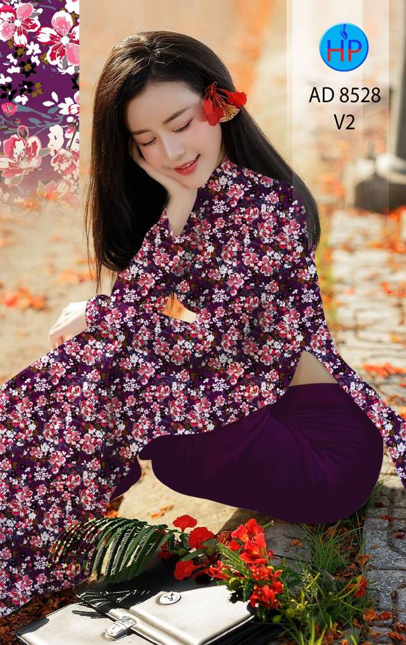 Vải Áo Dài Hoa Đều kiểu mới AD 8528 52 Vải Áo Dài Hoa Đều kiểu mới AD 8528