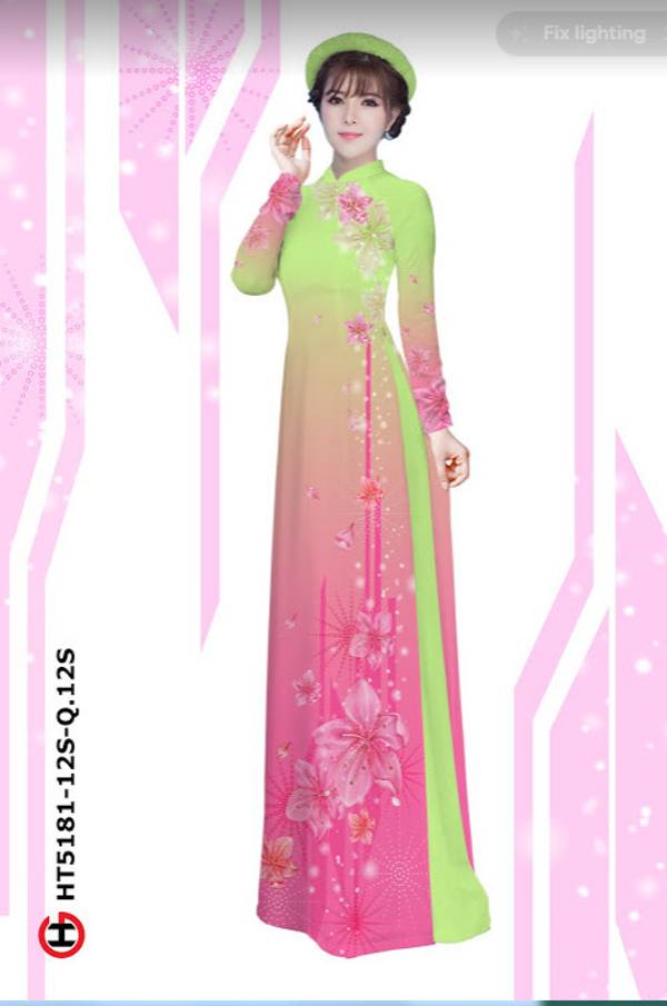 Vải Áo Dài Hoa In 3D thiết kế 2021 AD HT5181