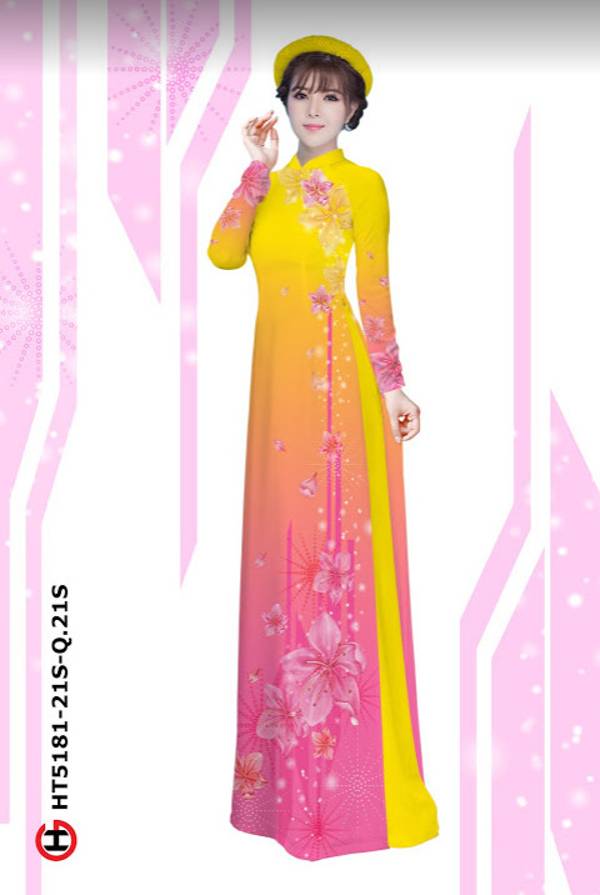 Vải Áo Dài Hoa In 3D thiết kế 2021 AD HT5181