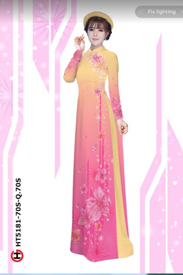Vải Áo Dài Hoa In 3D thiết kế 2021 AD HT5181