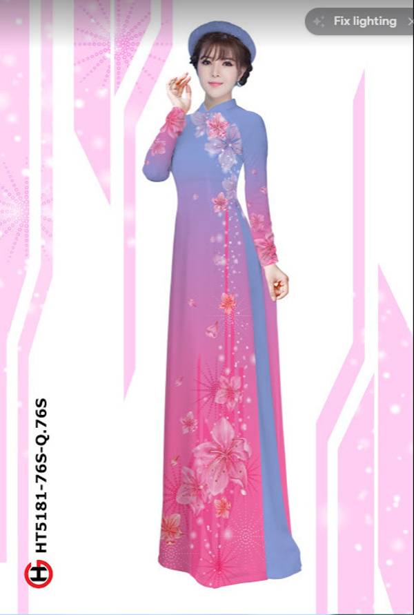 Vải Áo Dài Hoa In 3D thiết kế 2021 AD HT5181