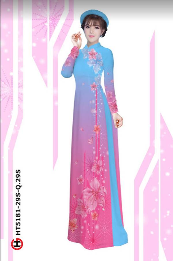 Vải Áo Dài Hoa In 3D thiết kế 2021 AD HT5181