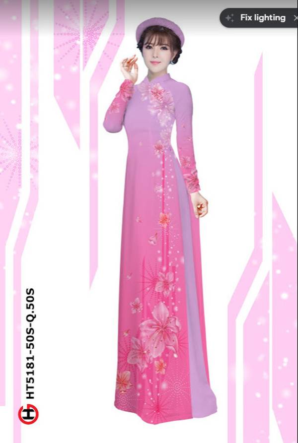 Vải Áo Dài Hoa In 3D thiết kế 2021 AD HT5181