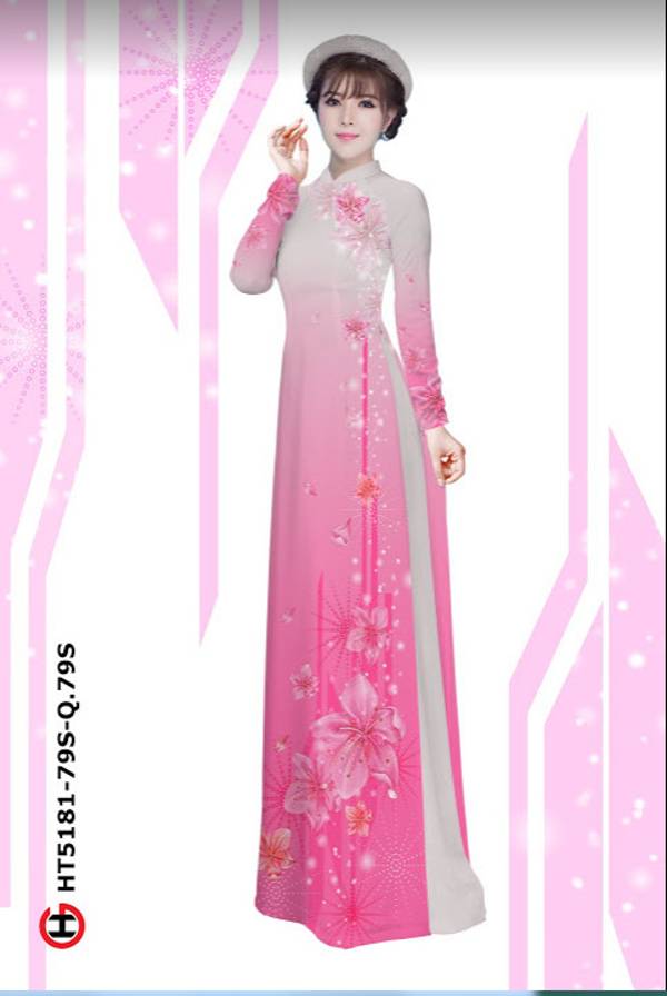 Vải Áo Dài Hoa In 3D thiết kế 2021 AD HT5181