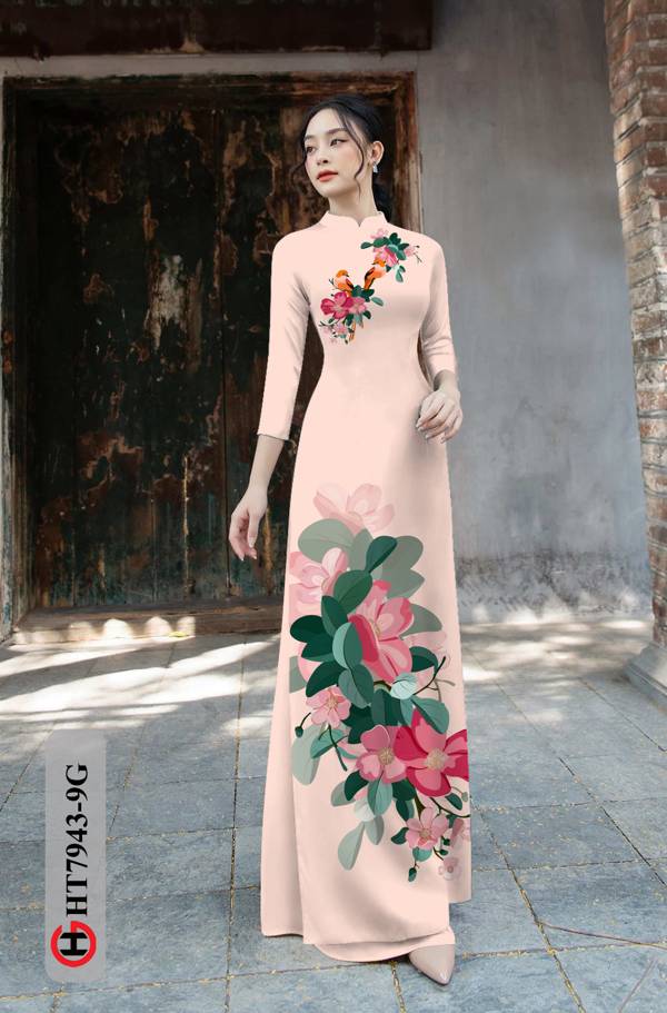 Vải Áo Dài Hoa In 3D kiểu mới AD HT7943 35 Vải Áo Dài Hoa In 3D kiểu mới AD HT7943