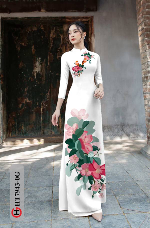 Vải Áo Dài Hoa In 3D kiểu mới AD HT7943 36 Vải Áo Dài Hoa In 3D kiểu mới AD HT7943