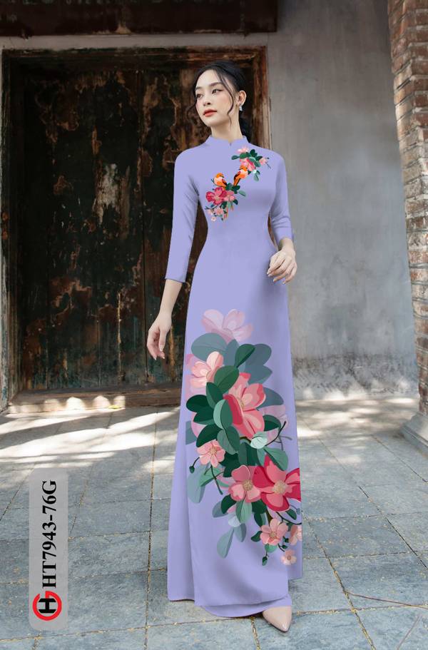 Vải Áo Dài Hoa In 3D kiểu mới AD HT7943 38 Vải Áo Dài Hoa In 3D kiểu mới AD HT7943