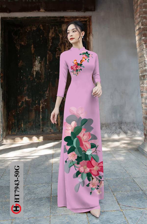 Vải Áo Dài Hoa In 3D kiểu mới AD HT7943 42 Vải Áo Dài Hoa In 3D kiểu mới AD HT7943