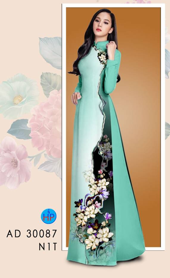 Vải Áo Dài Hoa In 3D kiểu mới AD 30087 42 Vải Áo Dài Hoa In 3D kiểu mới AD 30087
