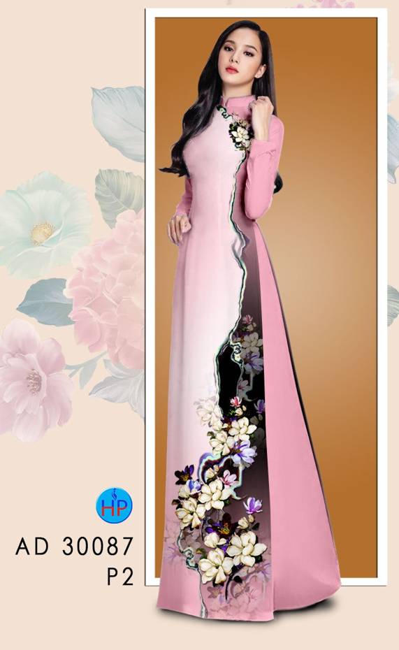 Vải Áo Dài Hoa In 3D kiểu mới AD 30087 44 Vải Áo Dài Hoa In 3D kiểu mới AD 30087
