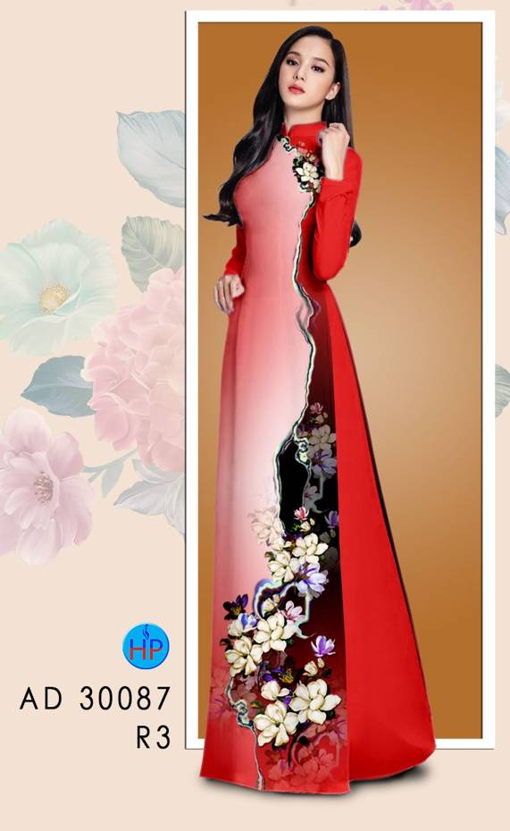 Vải Áo Dài Hoa In 3D kiểu mới AD 30087 45 Vải Áo Dài Hoa In 3D kiểu mới AD 30087