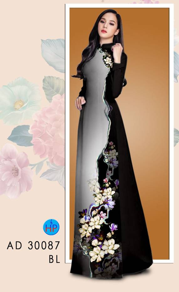 Vải Áo Dài Hoa In 3D kiểu mới AD 30087 48 Vải Áo Dài Hoa In 3D kiểu mới AD 30087