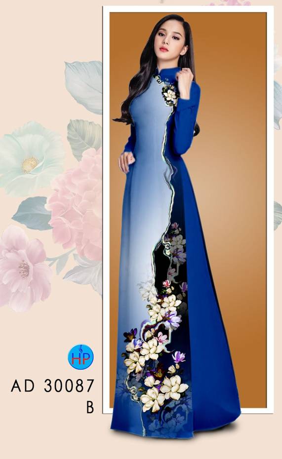 Vải Áo Dài Hoa In 3D kiểu mới AD 30087 49 Vải Áo Dài Hoa In 3D kiểu mới AD 30087