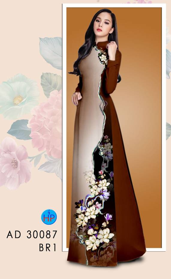 Vải Áo Dài Hoa In 3D kiểu mới AD 30087 50 Vải Áo Dài Hoa In 3D kiểu mới AD 30087