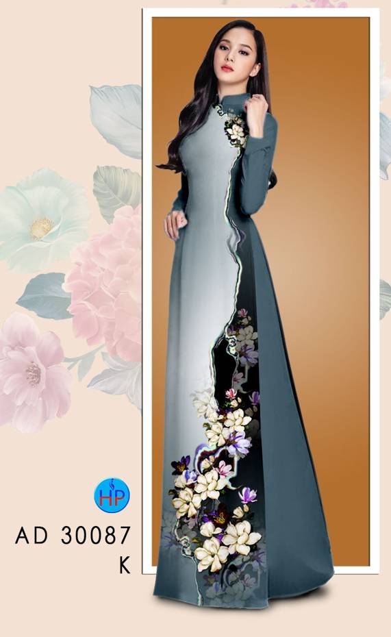 Vải Áo Dài Hoa In 3D kiểu mới AD 30087 51 Vải Áo Dài Hoa In 3D kiểu mới AD 30087