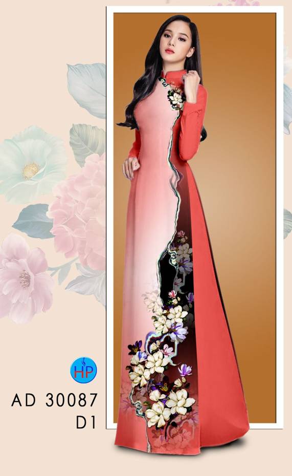 Vải Áo Dài Hoa In 3D kiểu mới AD 30087 52 Vải Áo Dài Hoa In 3D kiểu mới AD 30087