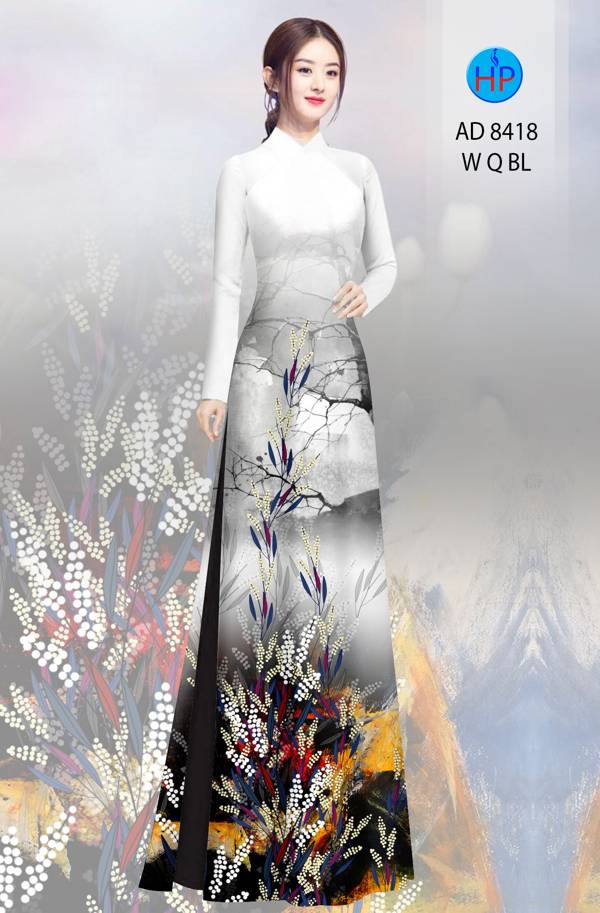 Vải Áo Dài Hoa In 3D mới ra AD 8418 38 Vải Áo Dài Hoa In 3D mới ra AD 8418