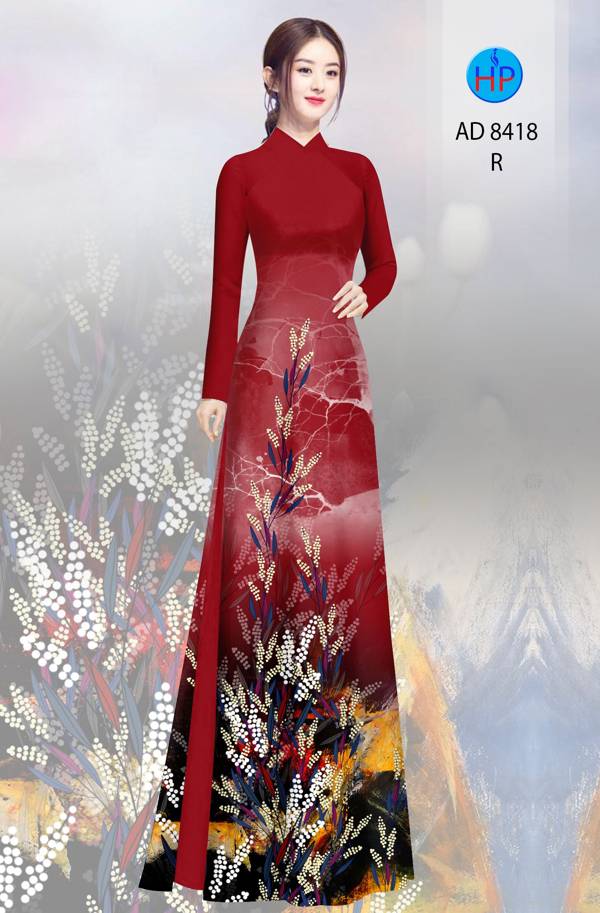 Vải Áo Dài Hoa In 3D mới ra AD 8418 40 Vải Áo Dài Hoa In 3D mới ra AD 8418