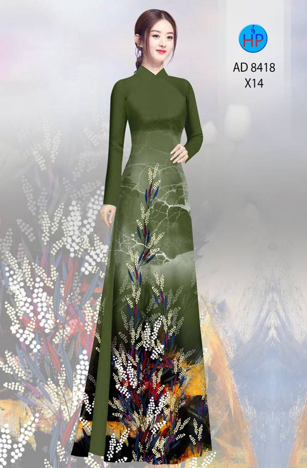 Vải Áo Dài Hoa In 3D mới ra AD 8418 42 Vải Áo Dài Hoa In 3D mới ra AD 8418