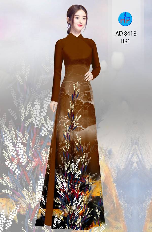 Vải Áo Dài Hoa In 3D mới ra AD 8418 47 Vải Áo Dài Hoa In 3D mới ra AD 8418