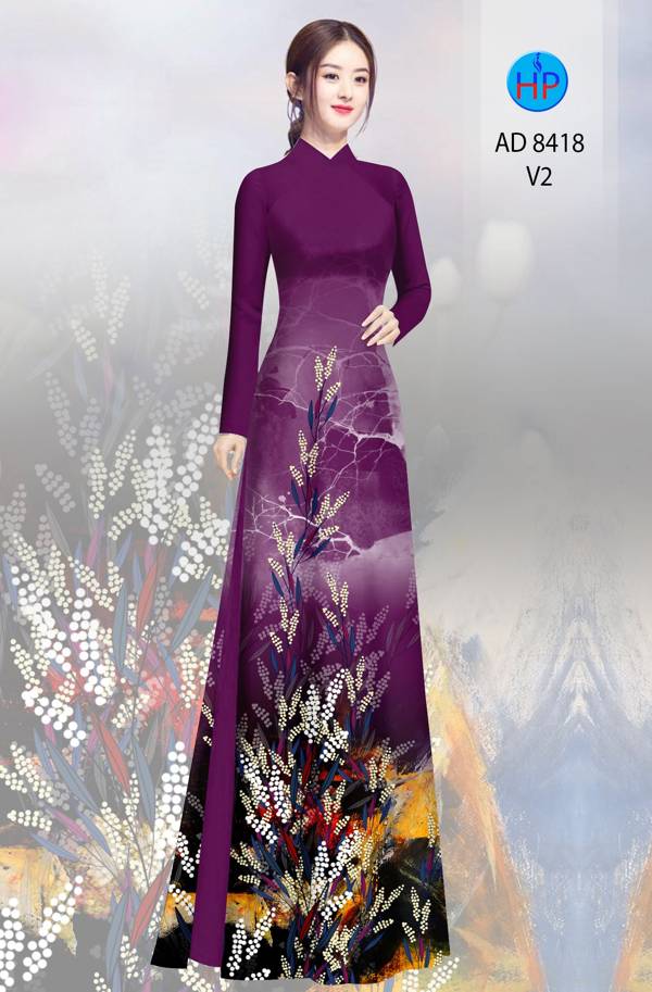Vải Áo Dài Hoa In 3D mới ra AD 8418 45 Vải Áo Dài Hoa In 3D mới ra AD 8418