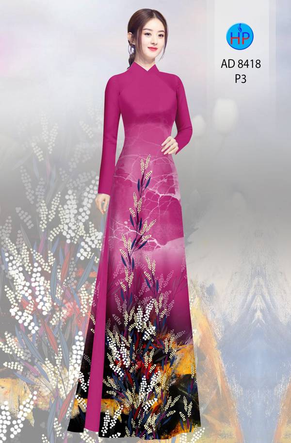 Vải Áo Dài Hoa In 3D mới ra AD 8418 44 Vải Áo Dài Hoa In 3D mới ra AD 8418