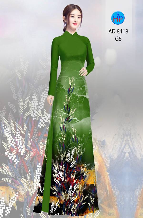 Vải Áo Dài Hoa In 3D mới ra AD 8418 46 Vải Áo Dài Hoa In 3D mới ra AD 8418