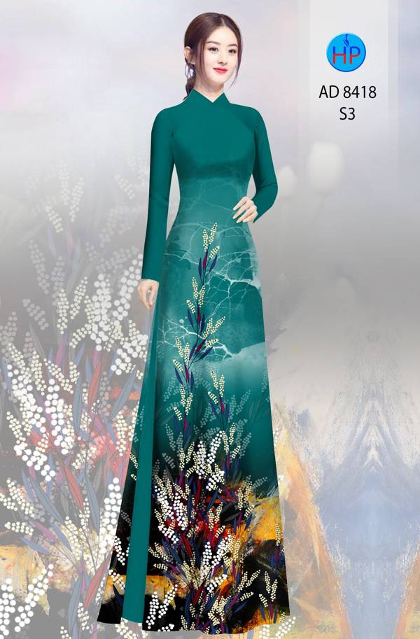 Vải Áo Dài Hoa In 3D mới ra AD 8418 50 Vải Áo Dài Hoa In 3D mới ra AD 8418