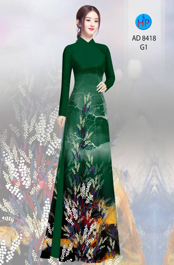 Vải Áo Dài Hoa In 3D mới ra AD 8418 51 Vải Áo Dài Hoa In 3D mới ra AD 8418