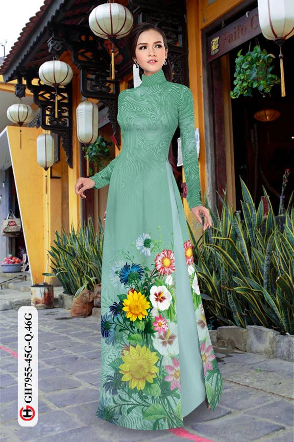 Vải Áo Dài Hoa In 3D thiết kế 2021 AD GH7955 30 Vải Áo Dài Hoa In 3D thiết kế 2021 AD GH7955