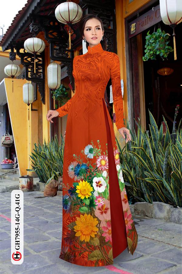 Vải Áo Dài Hoa In 3D thiết kế 2021 AD GH7955 35 Vải Áo Dài Hoa In 3D thiết kế 2021 AD GH7955