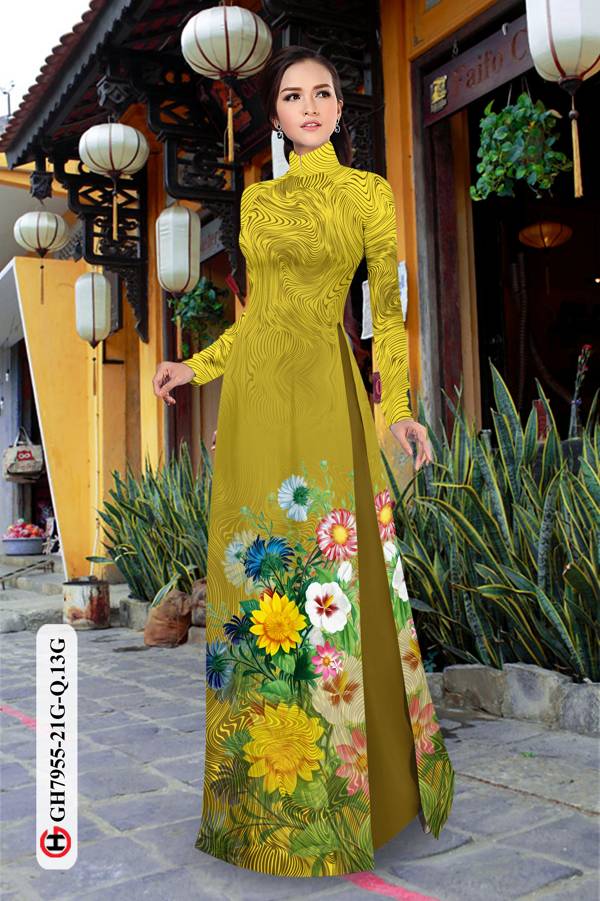Vải Áo Dài Hoa In 3D thiết kế 2021 AD GH7955 40 Vải Áo Dài Hoa In 3D thiết kế 2021 AD GH7955