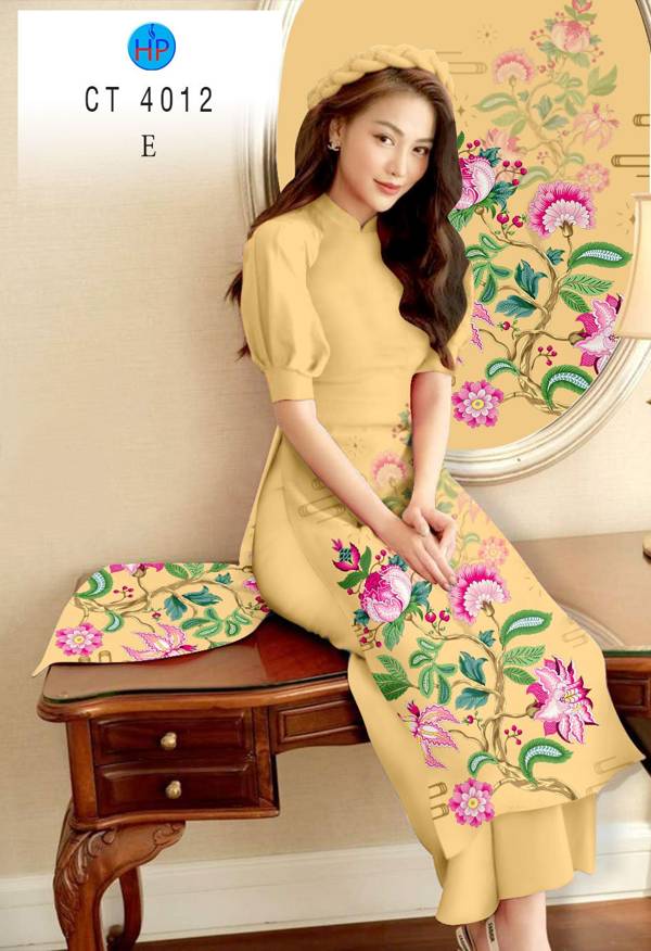 Vải Áo Dài Hoa In 3D thiết kế 2021 AD CT4012 38 Vải Áo Dài Hoa In 3D thiết kế 2021 AD CT4012