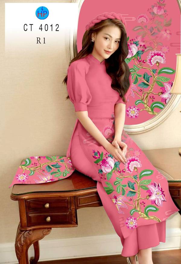 Vải Áo Dài Hoa In 3D thiết kế 2021 AD CT4012 45 Vải Áo Dài Hoa In 3D thiết kế 2021 AD CT4012