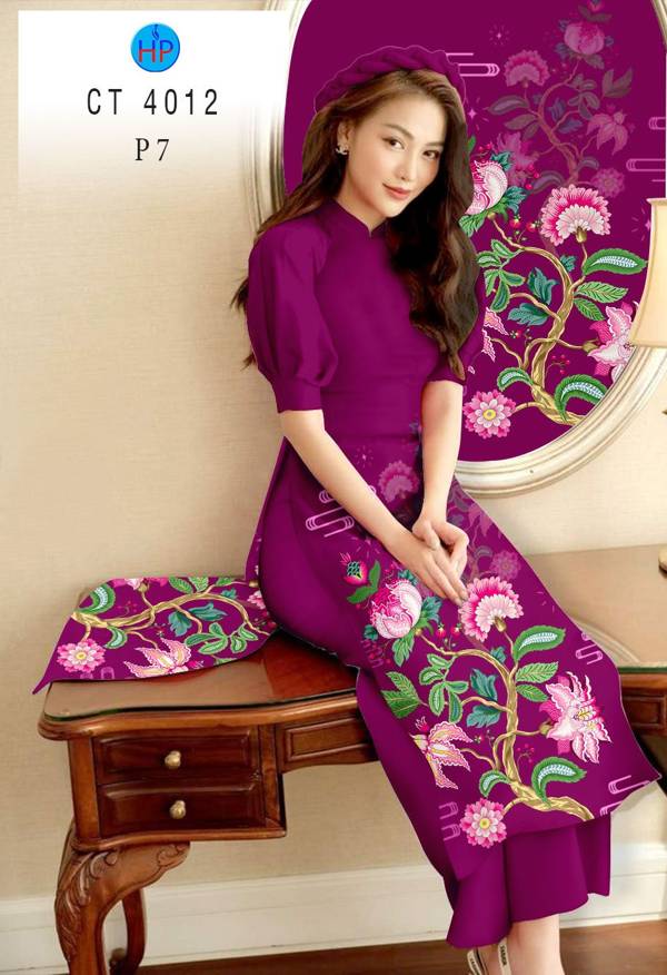 Vải Áo Dài Hoa In 3D thiết kế 2021 AD CT4012 42 Vải Áo Dài Hoa In 3D thiết kế 2021 AD CT4012