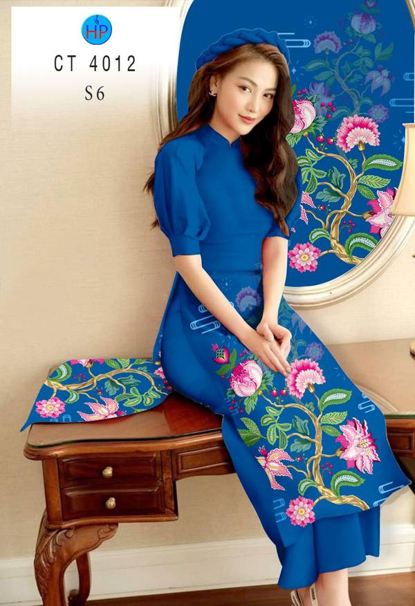 Vải Áo Dài Hoa In 3D thiết kế 2021 AD CT4012 46 Vải Áo Dài Hoa In 3D thiết kế 2021 AD CT4012