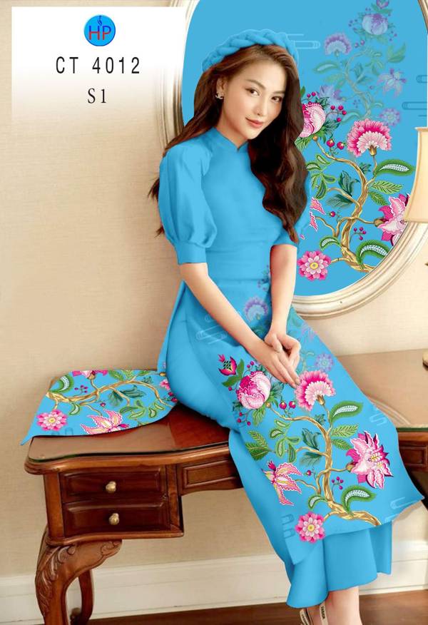 Vải Áo Dài Hoa In 3D thiết kế 2021 AD CT4012 47 Vải Áo Dài Hoa In 3D thiết kế 2021 AD CT4012